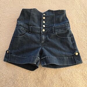 forever twenty one Women Ultra High Waisted Denim Button Detail Shorts Y2K Sz 30